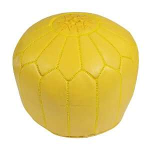  Moroccan Yellow Leather Pouf