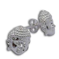 Sterling Silver Buddha Face Stud Earrings (Thailand)  Overstock