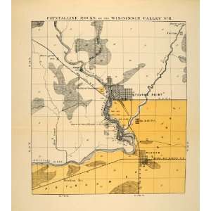  1882 Map Wisconsin River Valley Crystalline Rock Plover 