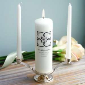   Gifts and Favors White/Silver 3 Piece Blended Family Unity Candle Set