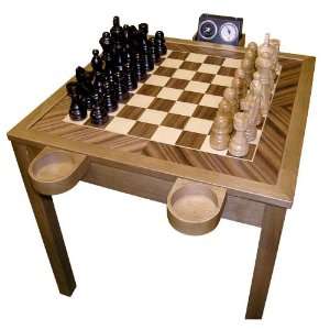 Grand Chess and Checkers Wooden Table and Pieces  Sports 