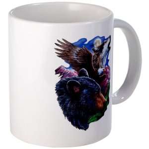  Mug (Coffee Drink Cup) Bear Bald Eagle and Wolf 