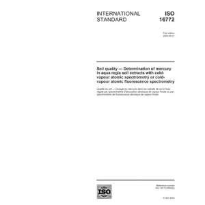 ISO 167722004, Soil quality   Determination of mercury in aqua regia 