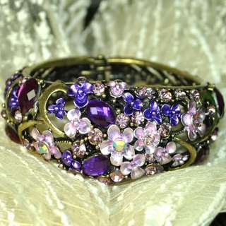 Purple swarovski crystal flower bracelet watch 0080  