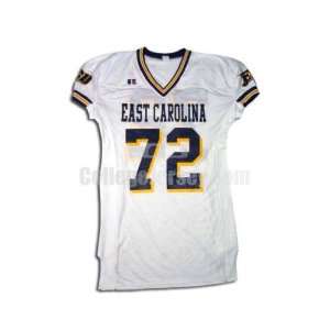 White No. 72 Game Used East Carolina Russell Football Jersey  