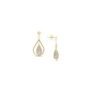   Silver and 14K Gold Teardrop Earrings pre owned dept 21: Jewelry