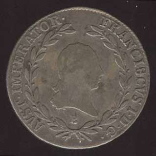 AUSTRIA BEAUTY SCARCE 20 KREUZER 1808 SILVER COIN LOOK  