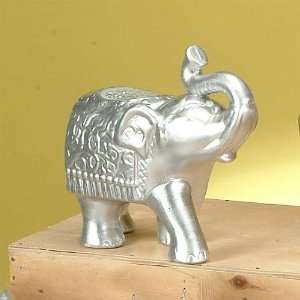 White Silver Walking Glass Mosaic Elephant Figure:  Home 