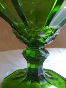 Vintage Glass Pedestal Dish Bowl Compote Olive Green  