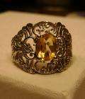 5ct Genuine Natural Yellow Citrine Filigree Sterling Silver 925 Ring 