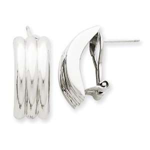  14k White Gold Omega Post Earrings: Jewelry