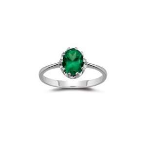  1.02 Ct Emerald Solitaire Ring in 14K White Gold 5.0 
