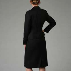 John Meyer Womens Black Linen 3 button Skirt Suit  