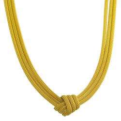   Yellow Gold over Silver 3 strand Mesh Knot Necklace  Overstock