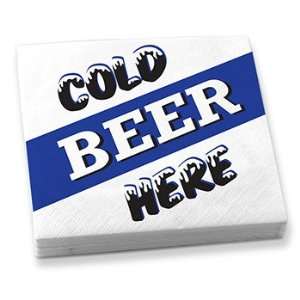  Imprinted Cold Beer Here Serving Drinks Napkins   20 per 