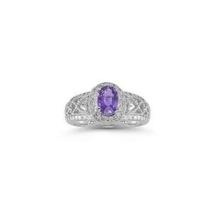  0.44 Cts Diamond & 0.95 Cts Purple Sapphire Ring in 14K 