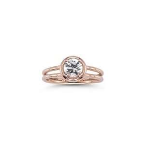  0.93 Cts White Sapphire Solitaire Ring in 14K Pink Gold 4 