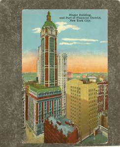 NYC NEW YORK CITY NY SINGER BUILDING c1920 Postcard  