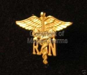 Gold Plated Nurse RN Caduceus Lapel Pin AB049  