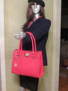 DKNY Red French Grain Leather Work Shopper Handbag $295  