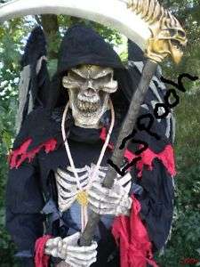 LIFESIZE ANIMATED DEATH REAPER w WINGS HALLOWEEN PROP  