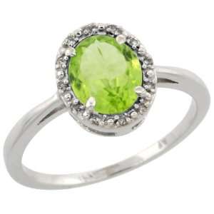  ) Halo Engagement Peridot Ring w/ 0.048 Carat Brilliant Cut Diamonds 