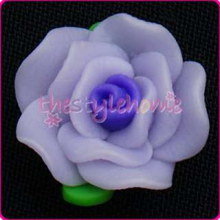 10 Handmade16mm Lavender Fimo Polymer Clay Flower Beads  
