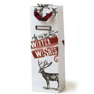 Vintage Winter Wishes Imprinted Holiday Wine Gift Bags  
