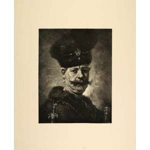  1893 Print Head Portrait Man Mustache Fur Hat Rembrandt 