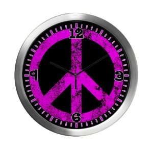  Modern Wall Clock Peace Symbol Grunge PinkL: Everything 