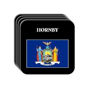 US State Flag   HORNBY, New York (NY) Set of 4 Mini Mousepad Coasters