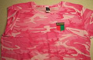 Ladies Pink Camo Oliver Shield Embroidered T shirt  