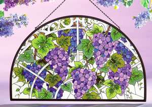 GRAPE ARBOR VINEYARD * ARCH STAINED GLASS PANEL  