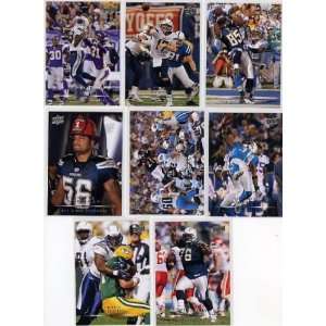   Diego Chargers 2008 Upper Deck 8 Card Football Team Lot All Different