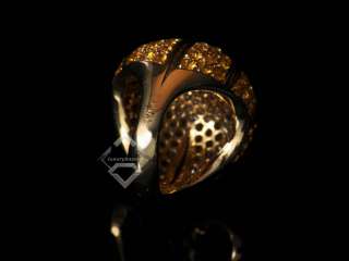 Damiani 18K YG Micro Pave Diamond Gold Sapphire Ring  