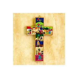  NOVICA Pinewood cross, Life in the Country