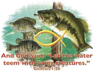CHRISTIAN T SHIRTS FISH WATER GOD BASS PERCH CRAPPIE  