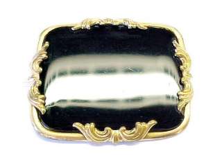 Vintage / Antique ~ Black Onyx Accented / Gold Filled Brooch / Pin 