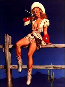 COWGIRL COLT PEACEMAKER pinup ELVGREN pin up HUGE SIZE  
