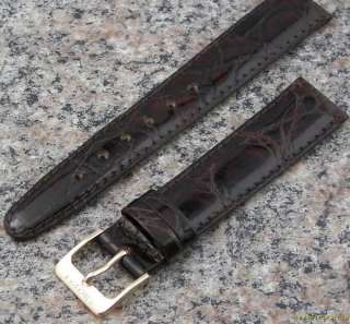 17mm Authentic SEIKO Watch Band BROWN Crocodile Grain Genuine Leather 