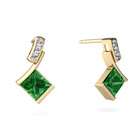 Jewels For Me Square Cut 14K Yellow Gold Lab Emerald Drop Earrings