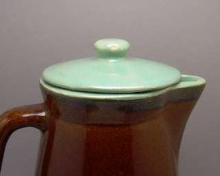 Country Fare Stoneware Green Brown Coffee Pot with Lid  