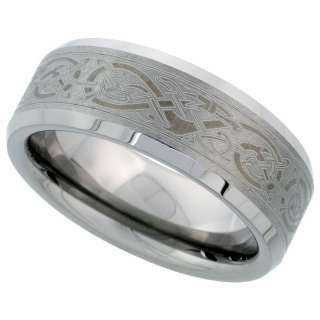   16 in.) Comfort Fit Flat Wedding Band Ring w/ Celtic Dragon Pattern