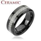   Silver Carbon Fiber Inlay Comfort Fit Band Ring   8mm Width   Sizes 9