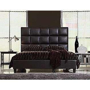 Queen Bed Tufted Faux Leather Dark Brown  Oxford Creek For the Home 