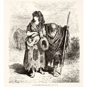  1876 Print Mendicant Grandchild Granddaughter Spain 