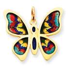   14k Gold Polished Enameled Red/Green/Blue/Yellow Butterfly Charm