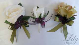 17pcs Wedding Bridal Bouquet Set Decoration Package Flowers SAGE PLUM 