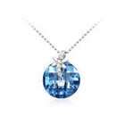 Top Value Jewelry 18K Gold Plated Round Blue Crystal Pendant Necklace 