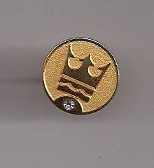 Gold Lapel or Hat Pin with Crown Logo and small Diamond?  